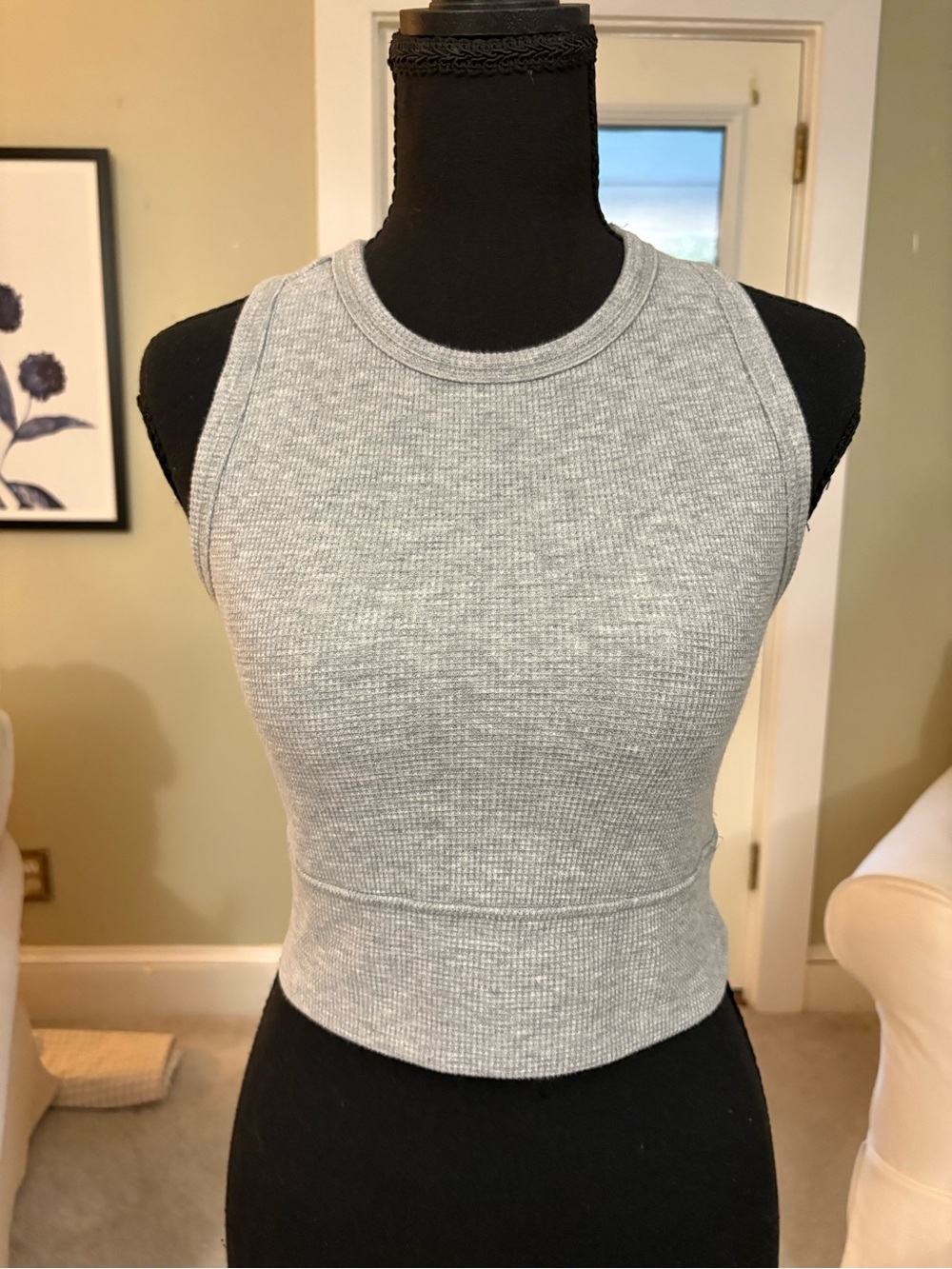 SO Gray Ribbed Cropped Tank